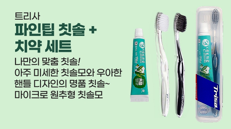 휴대용칫솔 트리사 파인팁 칫솔+치약 세트